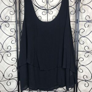 Flowy black tank top with layering detail